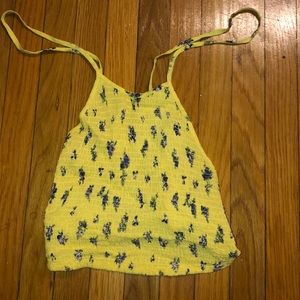 Yellow Tie Open Back Crop Top